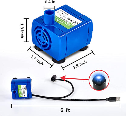 Cat Water Fountain Pump, Pet Water Fountain Pump Replacement Pump DR-DC160 Motor for for Round, Cubic, Flower Cap Cat Fountain6