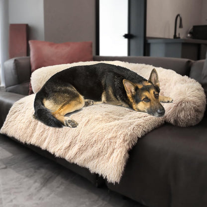 Calming Dogs/Cats Bed Mats, Dog Pad Washable Removable Couch Cover, Plush Long Fur Mat for Pets, Waterproof Lining, Perfect for Small, Medium and Large Dogs and Cats (Gradient Gray, 36"X31")46