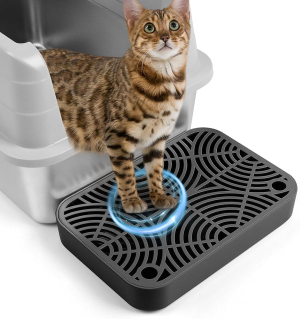 Cat Litter Box Ramp, Litter Box Step Mat with Filter Function Cat Stair for Litter Box, Easy to Clean, 11.8''X 8.2''X 2'' Cats Pedal Step Stool Ideal for Kitten & Elderly Cats (Light Grey)17