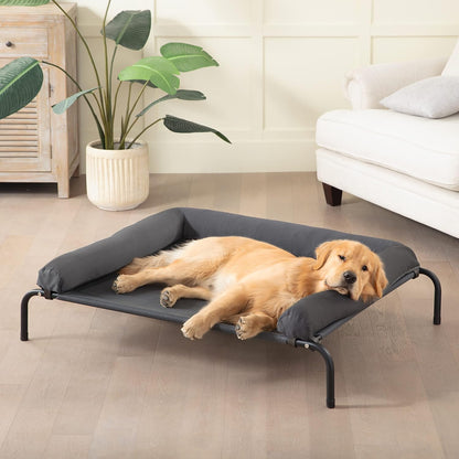 WESTERN HOME Cooling Elevated Dog Bed for Large Dogs, Portable Indoor & Outdoor Raised Dog Bed with Breathable Mesh, Chew Proof Pet Hammock Cots with Removable and Waterproof Bolsters1