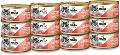 Nulo Freestyle Cat & Kitten Wet Pate Canned Cat Food,Premium All Natural Grain-Free, with 5 High Animal-Based Proteins and Vitamins to Support a Healthy Immune System and Lifestyle 2.8 Oz (Pack of 12)12