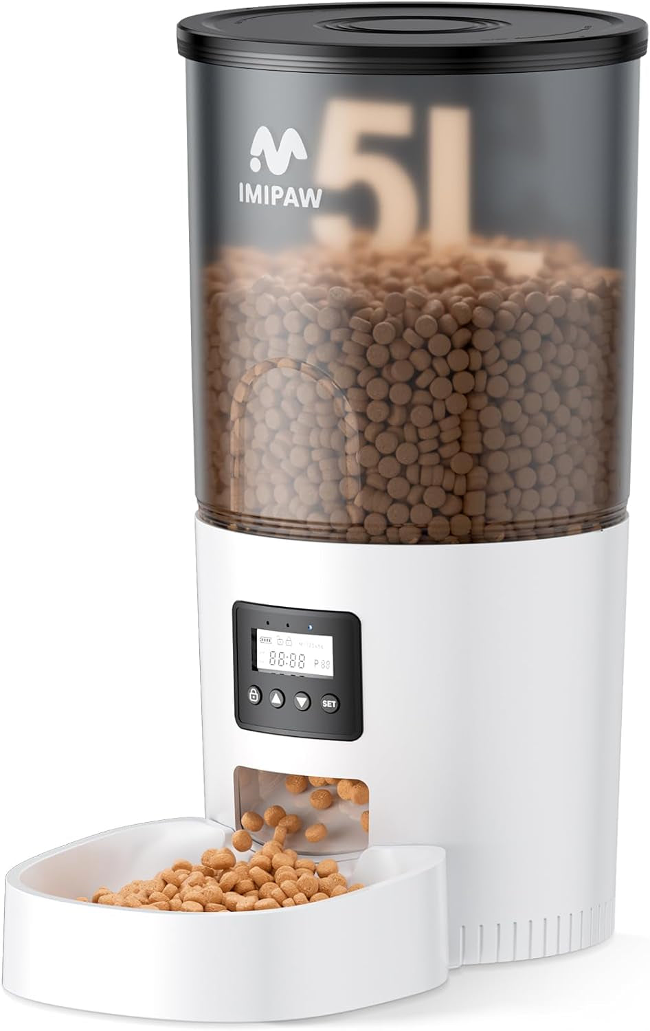 imipaw-automatic-cat-feeders-timed-cat-dry-food-dispenser-with-desiccant-bag-dual-power-supply-programmable-portion-size-6-meals-20-portions-per-day-auto-pet-feeder-for-cats-and-small-dog-white