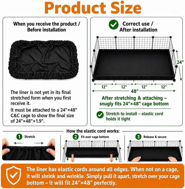Pjyucien C&C Cage Bottom 24"X48", Easy to Install | Use as Top, Use as Bottom and Top Set, Protect Floor, Saves Time and Effort,For Guinea Pig and Other Small Animals2
