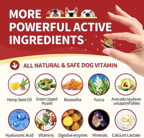 NATURE TARGET Glucosamine for Dogs, 120 Soft Chews, Chicken Flavor | Joint Supplement with Chondroitin, MSM, Omega-3,Hemp for Pain Relief, Hip & Joint Chews for Dogs with Calcium for Bone Health4