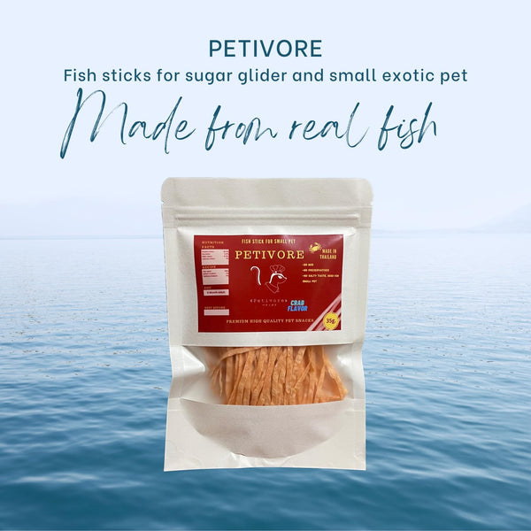Crab Flavor - Premium Fish Snack for Sugar Glider and Small Exotic Pet - Made from Real Fish - Hamster, Squirrel, Chinchillas, Marmoset - Yummy Treats, Snacks and Food (35G)3