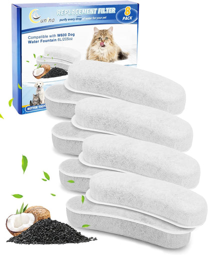 12 Pack Dog Water Fountain Filters Replacement Compatible with W600 Automatic Water Bowl Dispenser, Pet Fountain Charcoal Filters Fit for 205Oz/6L Dog Fountain Bowl for Large Dogs9