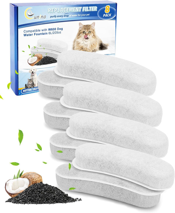 12 Pack Dog Water Fountain Filters Replacement Compatible with W600 Automatic Water Bowl Dispenser, Pet Fountain Charcoal Filters Fit for 205Oz/6L Dog Fountain Bowl for Large Dogs9