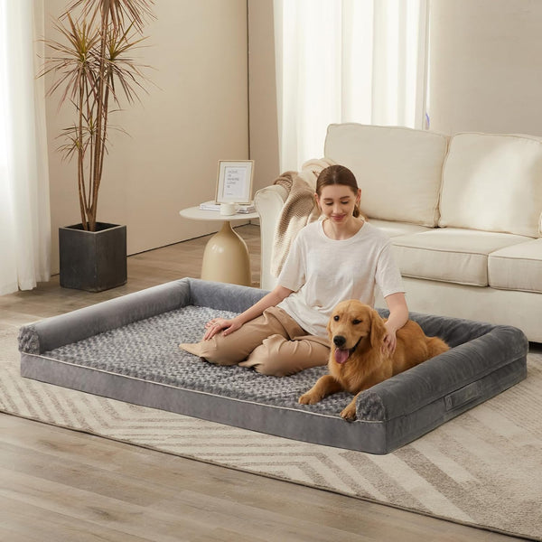 BFPETHOME Orthopedic Washable Dog Beds Large Sized Senior Dog for Comfy Sleeping with Removable Cover, Waterproof Big Soft Pet Couch Bed for Dogs Relax21