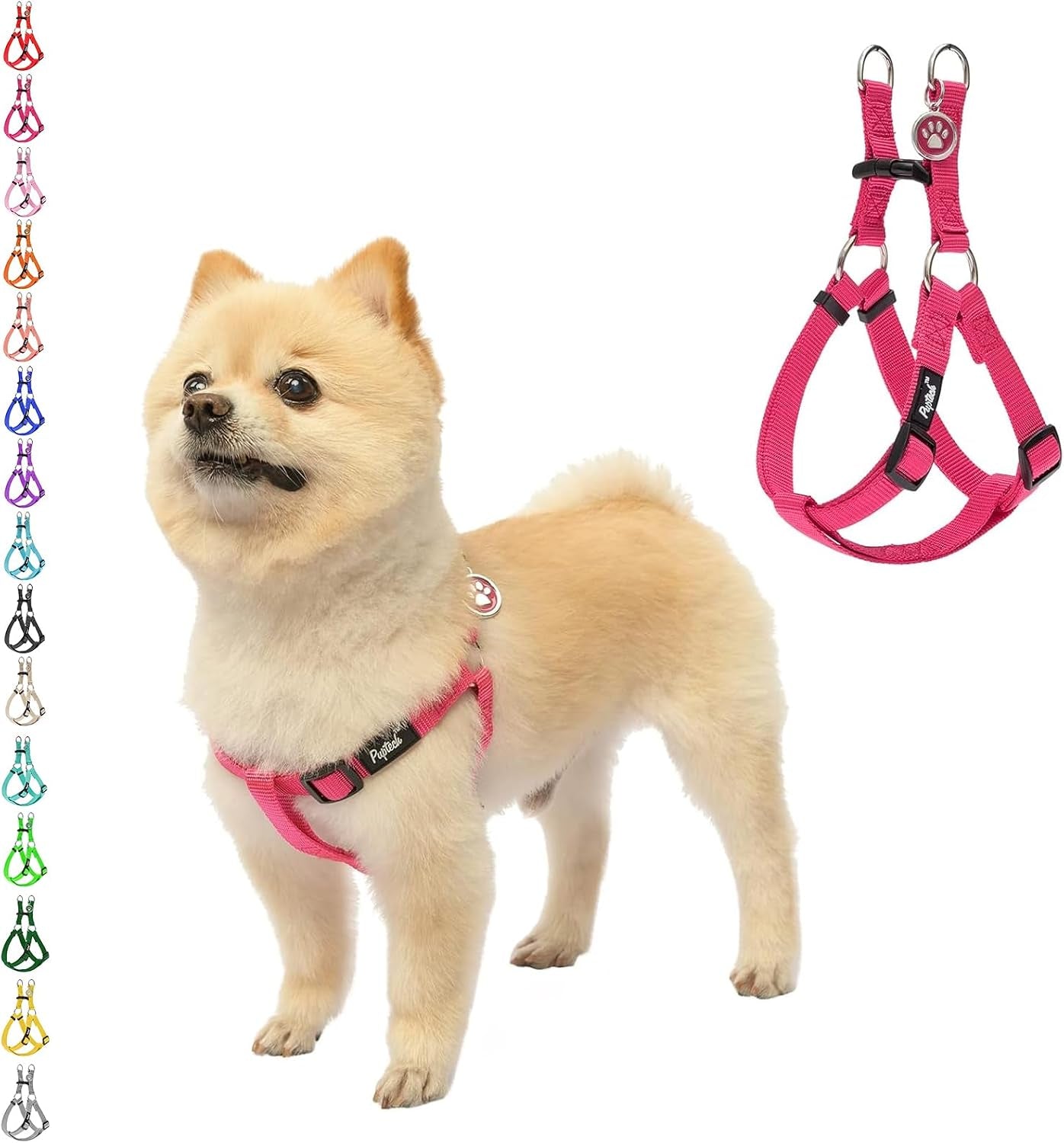 pupteck-no-pull-dog-harness-soft-adjustable-basic-nylon-step-in-puppy-vest-outdoor-walking-with-id-tag