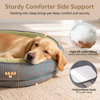 Washable Pet Cushion Cat Dog Bed Small Medium,Memory Foam Pet Puppy Dog Crate Beds Cushion for Small Medium Dogs Indoor Cats Crate Pad,Pet Dog Cat Crate Mat with Detachable Bottom and Bolster Cushion2