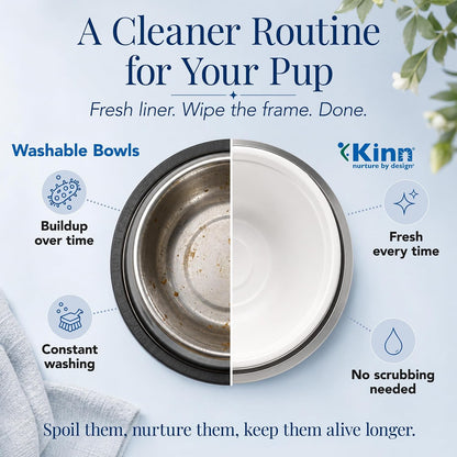 Kinn Kleanbowl Pet Bowl Stainless Steel Frame, 8 Oz (Pack of 1) | Compostable Refills, Spill-Proof Stable, Disposable, Easy Cleaning, No Plastic5