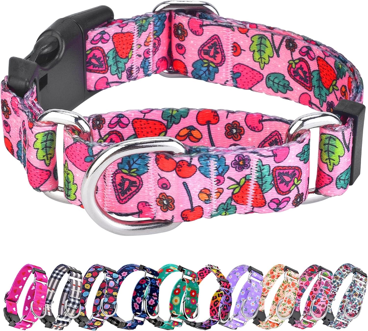 hikiko-martingale-collar-for-dogs-adjustable-soft-nylon-dog-collars-with-cute-patterns-for-small-medium-large-dog-pink-butterfly-medium