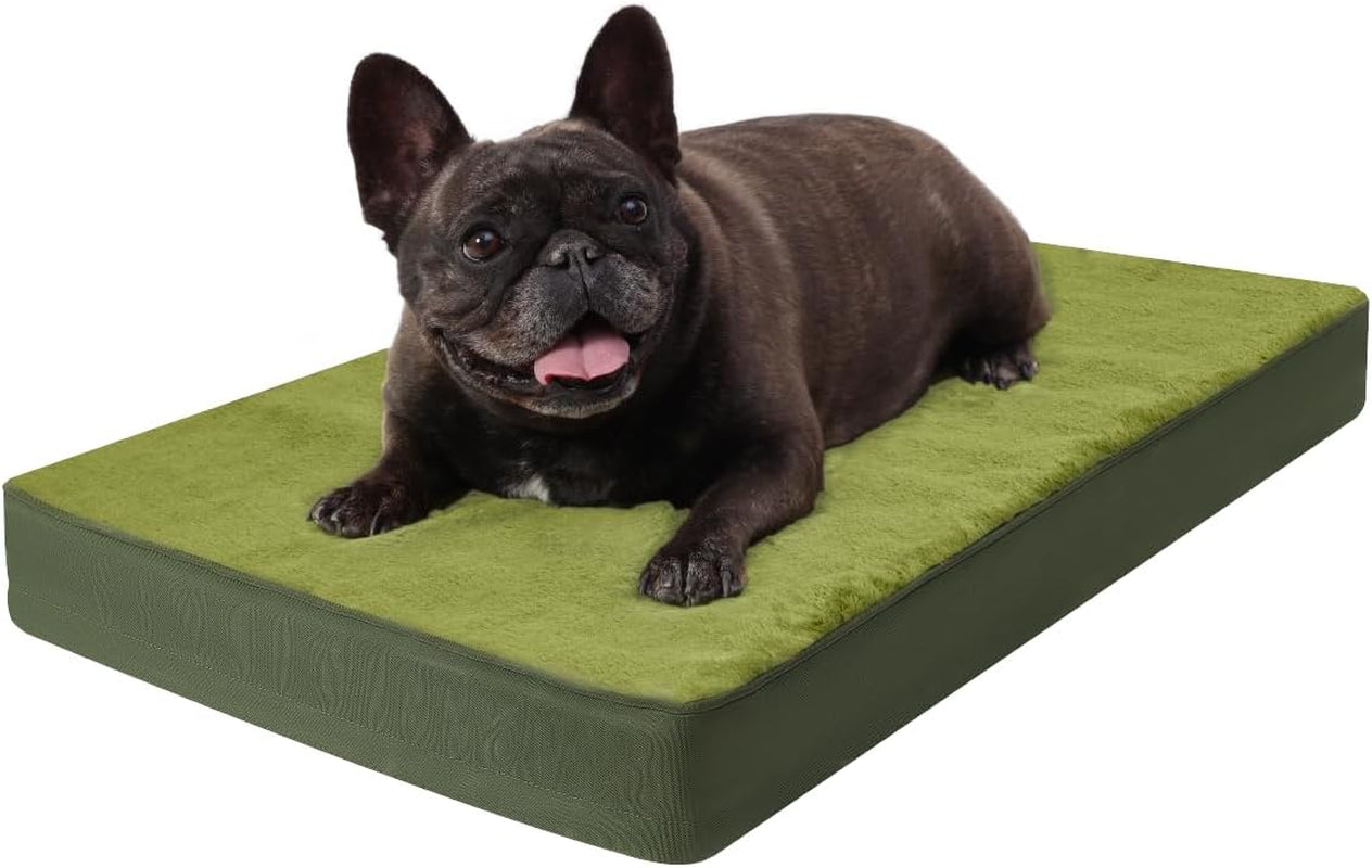 ksiia-orthopedic-dog-bed-for-large-dogs-with-waterproof-lining-grey-35x22-deluxe-soft-plush-dog-crate-bed-washable-pet-mat-with-removable-cover-egg-crate-foam-for-large-dogs-sleeping-relaxing