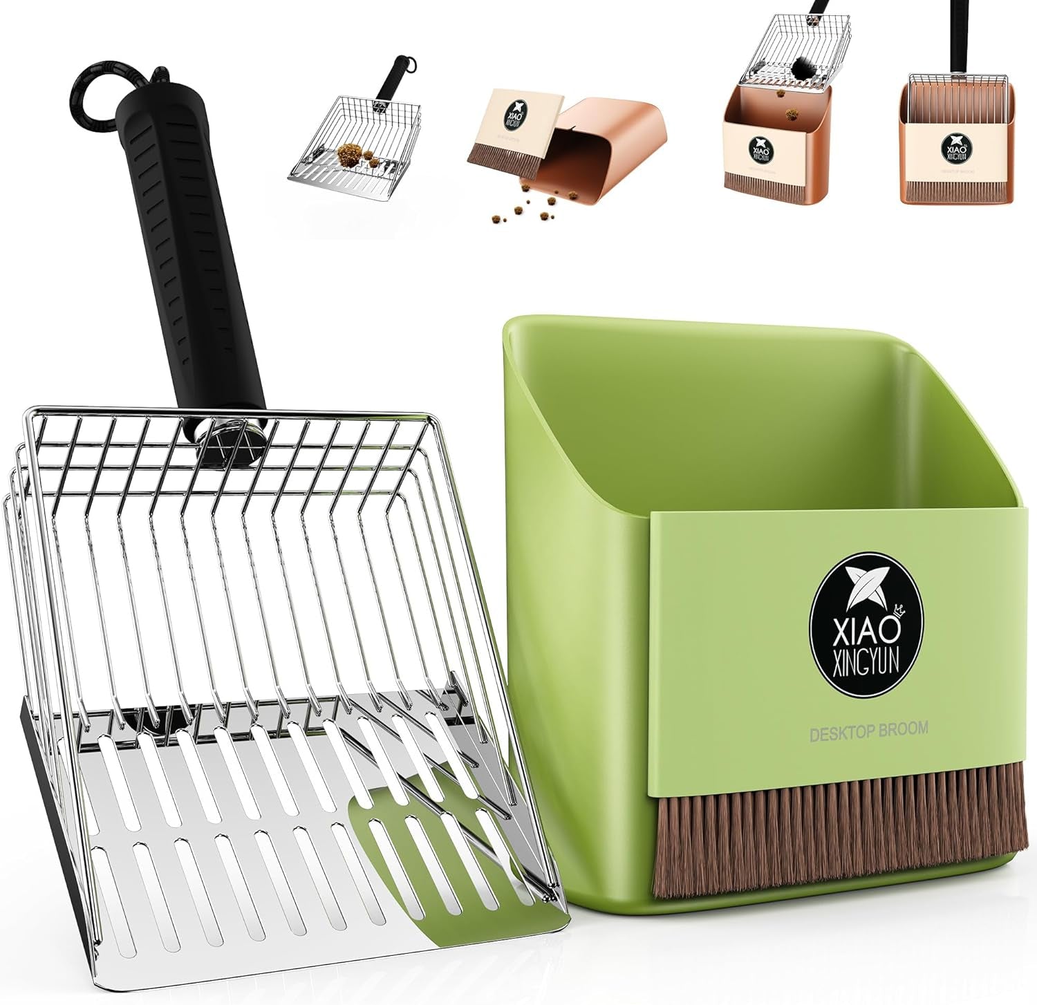 cat-litter-scooper-with-holder-metal-litter-scoop-includes-portable-small-broom-and-dustpan-set-heavy-duty-stainless-steel-litter-scoop-with-coarse-and-fine-grid-quick-sift-and-easy-clean