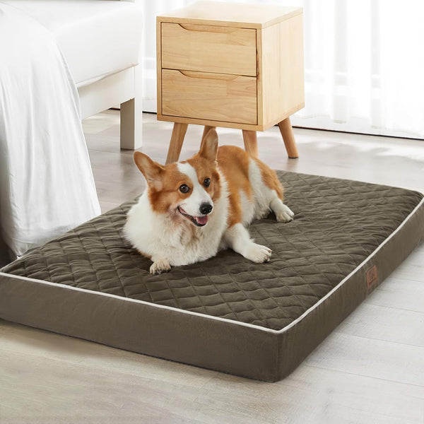 WNPETHOME Orthopedic Waterproof Extra Large Senior Dogs Bed for Comfy Sleeping with Removable Washable Cover, Multi-Needle Quilting XL Crate Bed for Large Sized Dog Relax, Light Grey20