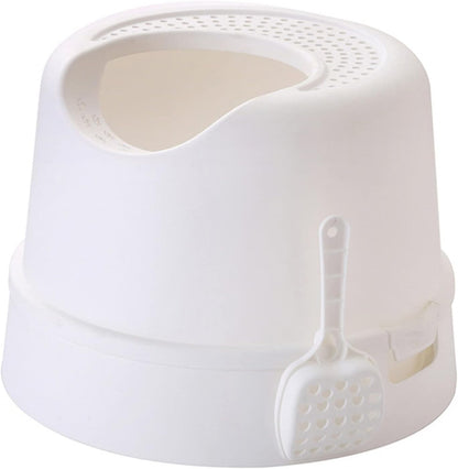 Dog Potty Training Toilet ﻿ Top Entry Cat Litter Box with Scoop Splash-Proof Multifunctional Toilet Base round Detachable Tray PP Material(C)1