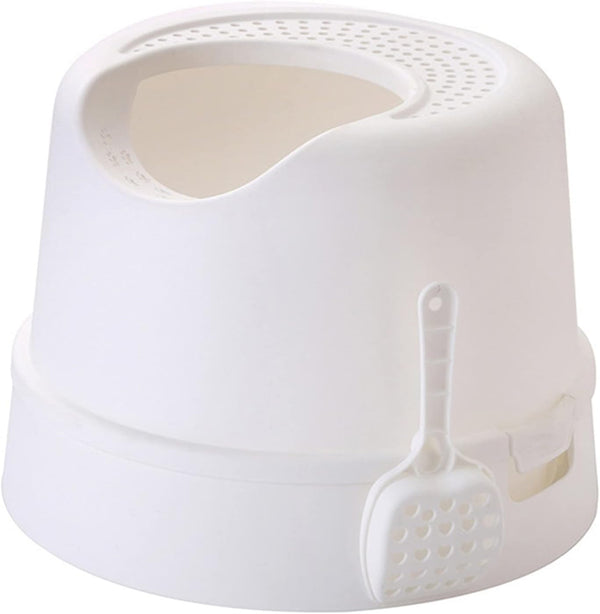 Dog Potty Training Toilet ﻿ Top Entry Cat Litter Box with Scoop Splash-Proof Multifunctional Toilet Base round Detachable Tray PP Material(C)1
