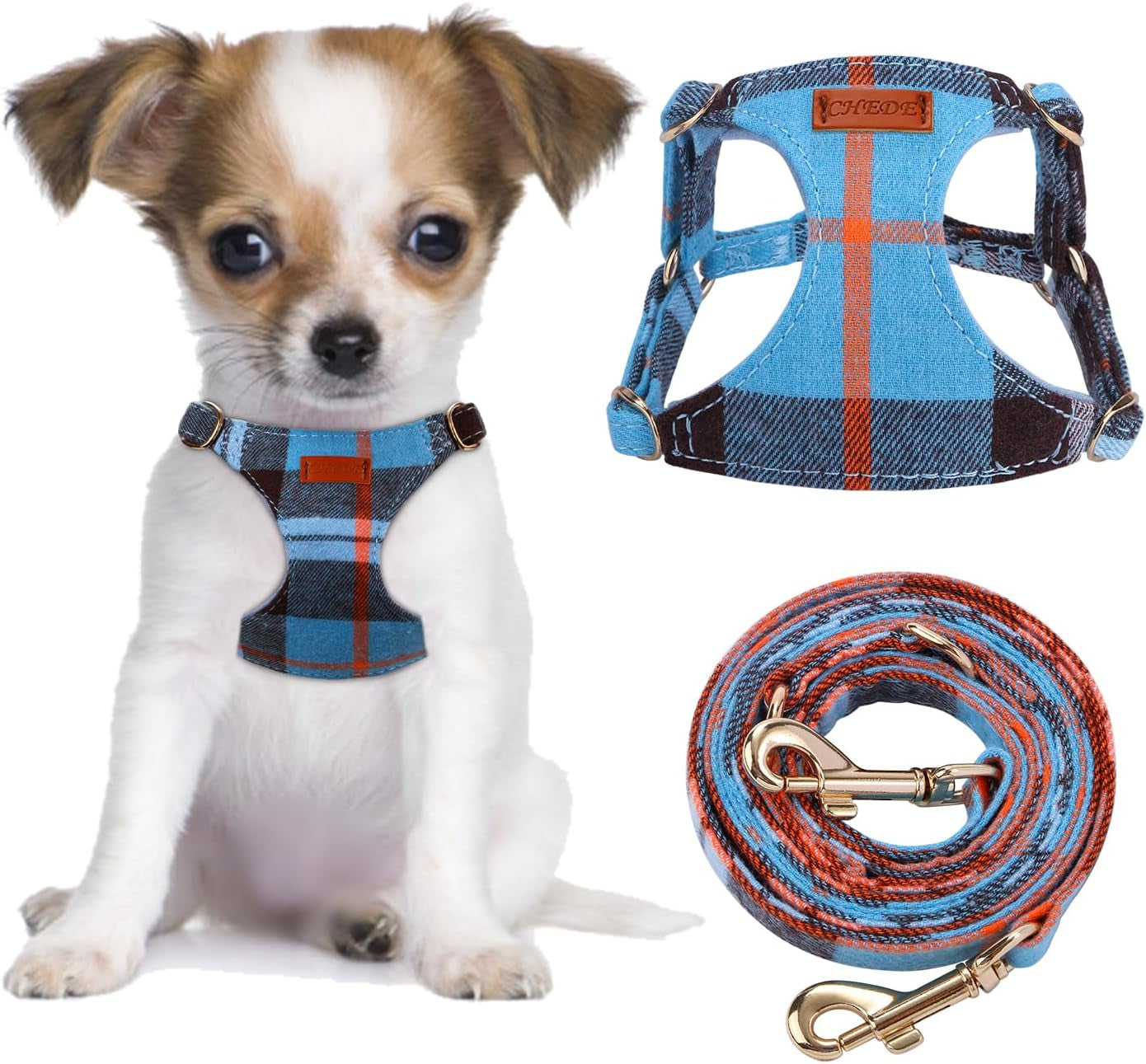 chede-no-pull-puppy-harness-and-multifunction-dog-leash-set-8-colors-soft-adjustable-no-choke-escape-proof-cute-lightweight-pet-vest-harness-for-small-and-medium-dog