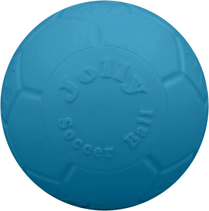 Jolly Pets Large Soccer Ball Floating-Bouncing Dog Toy, 8 Inch Diameter, Ocean Blue | Large 8 Inch Durable Dog Soccer Ball for Dogs 60 to 90 Lbs, Won'T Deflate When Punctured, Floats for Water Play, Made in USA1