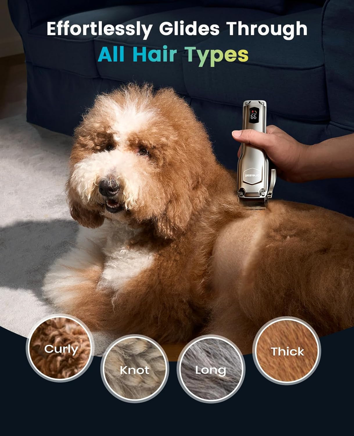 oneisall-pc18-dog-clippers-for-grooming-for-thick-coat-6800-rpm-high-speed-detachable-stainless-steel-blades-4-hours-of-battery-life-dog-shaver-for-thick-matted-knotted-hair
