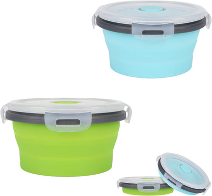 Luter 2 Pieces Collapsible Dog Bowls Silicone Food Water Travel Foldable Bowl with Lids Portable Expandable Pet Feeding Watering Cup Dish for Walking Kennels Camping 350Ml (12X12X3Cm) (Pink & Blue)7