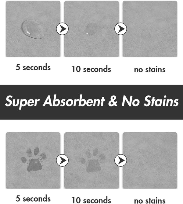 Absorbent Dog Food Mat-Cat Dog Mat for Food and Water Bowl, Quick Dry Pet Food Mat, No Stains Dog Feeding Mat, Dog Accessories Pet Supplies Mat-Dog Water Bowl Mat for Messy Drinkers2