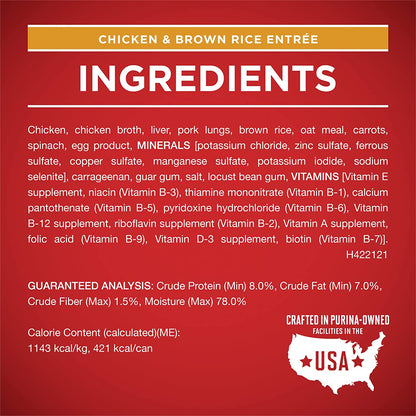 Purina ONE Classic Ground Chicken and Brown Rice, and Beef and Brown Rice Entrees Wet Dog Food Variety Pack - (Pack of 6) 13 Oz. Cans8