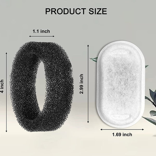 Cat Water Fountain Filters for 108/3.2L& 67Oz/2L Stainless Steel Pet Water Dispenser Fountain Filter Replacement with 8 Sponges (8 Filters&8 Sponges)3