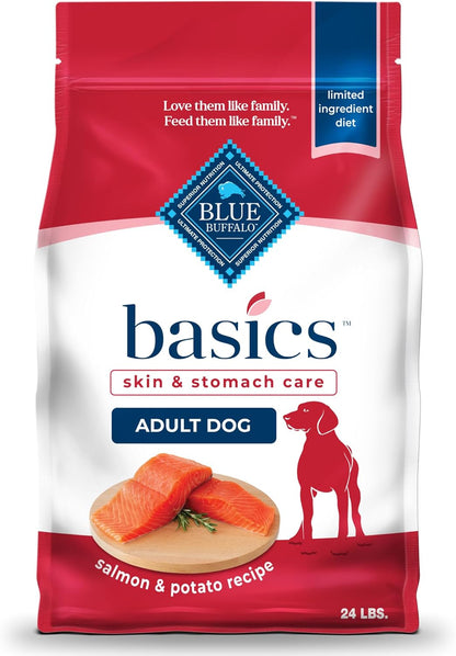 Blue Buffalo Basics Adult Dry Dog Food, Skin & Stomach Care, Limited Ingredient Diet for Dogs, Salmon Recipe, 24-Lb. Bag1