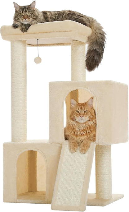 PAWZ Road 30" Cat Tower, Small Cat Tree with 2 Condos for Indoor Cats | Cat Trees for Small Cats,Cat Houses with Scratching Ramp and Posts,Dual Condos&Top Perch for Multi-Cat10