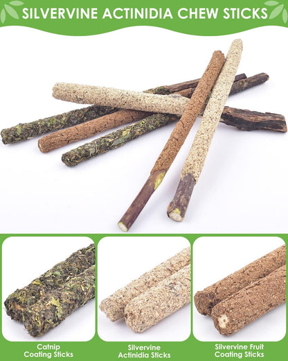 TINDTOP Catnip Chew Toys for Cats, 12 Pack Natural Silvervine Sticks | for Kittens Teeth Cleaning, Matatabi Dental Care, Increase Appetite, Calm Cat Anxiety and Stress, Cat Dental Toy5