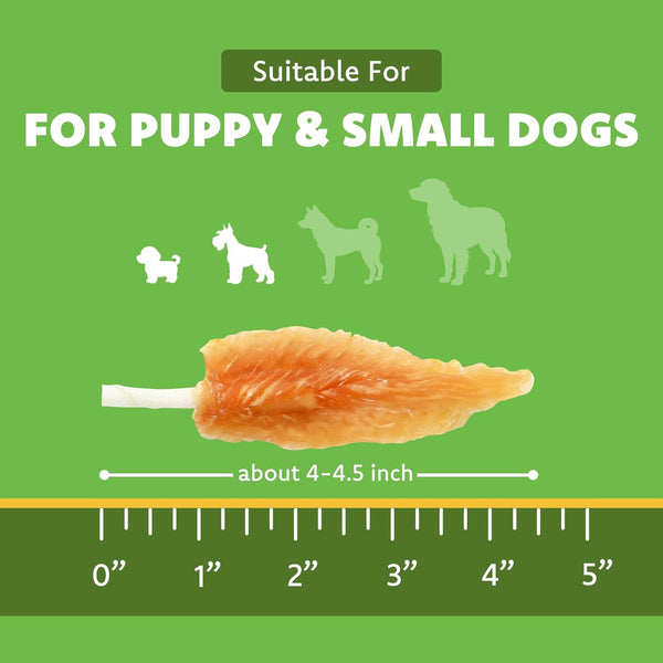 MON2SUN Dog Treats, 4–4.5 Inch Chicken Wrapped Triangle Rawhide Sticks | 18.34 Oz, 40 Count, High Protein, Easy-To-Hold Design, for Puppies & Small Dogs, Daily Rewards2