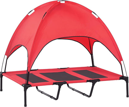 Pawhut Elevated Portable Dog Cot Cooling Pet Bed with UV Protection Canopy Shade, 48 Inch | Large Pet Bed, Outdoor Dog Cot, UV Protection Shade, Camping11