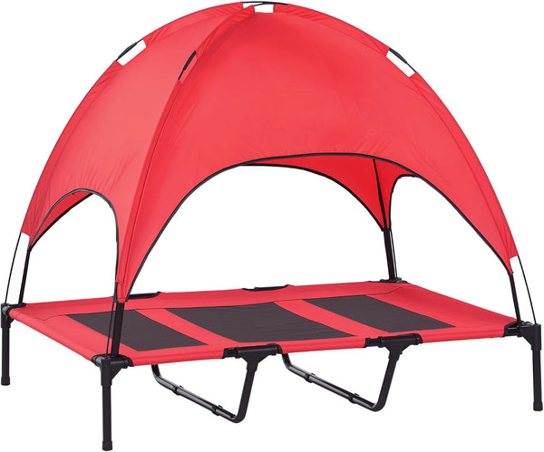 Pawhut Elevated Portable Dog Cot Cooling Pet Bed with UV Protection Canopy Shade, 48 Inch | Large Pet Bed, Outdoor Dog Cot, UV Protection Shade, Camping11
