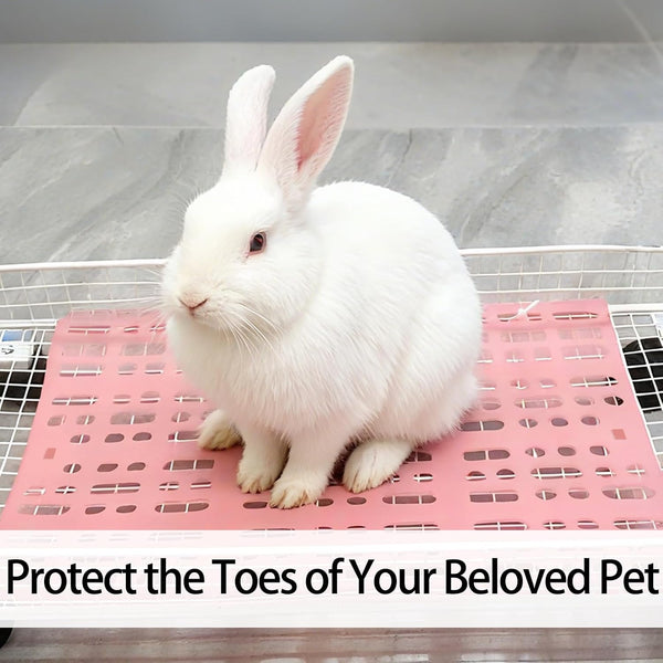 18 Pack Plastic Rabbit Cage Mat, Bunny Resting Mats for Cage with Snap Joint, Breathable Small Animal Feet Pads for Guinea Pigs, Chinchilla, Pet - White, Blue, Pink7