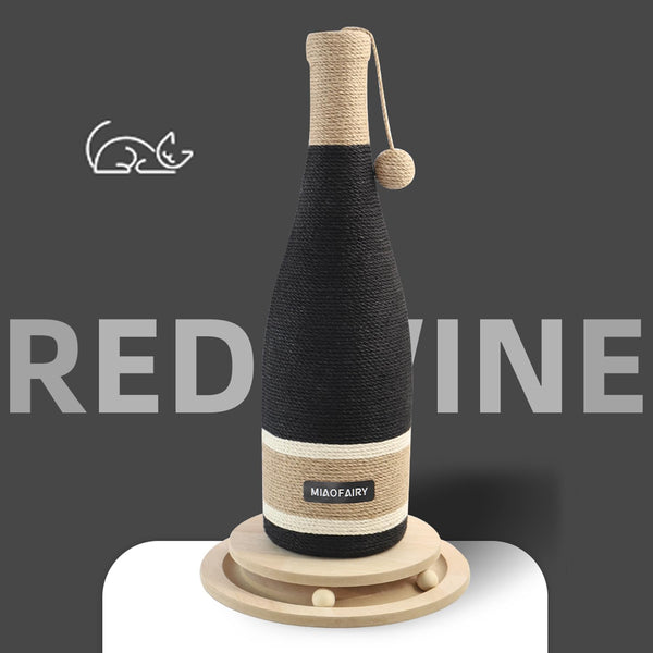 Cat Scratching Post, Premium Cat Scratching Board, Sisal Fiber Cat Scratcher-24.8 Inches with Hanging Ball, Red Wine Bottle Simple Design-Suitable Indoor Small and Medium Cats (24.8 In, Wooden Base)6