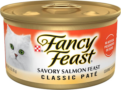 Purina Fancy Feast Salmon Feast Classic Grain Free Wet Cat Food Pate - (Pack of 24) 3 Oz. Cans1