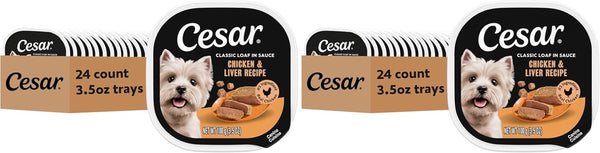 Cesar Classic Loaf in Sauce Wet Dog Food, Filet Mignon, 3.5 Oz, 24 Count | Made in USA, Real Beef #1 Ingredient, No Fillers/Added Sugar/Artificial Flavors, Use as Meal or Topper, Easy Peel Trays18