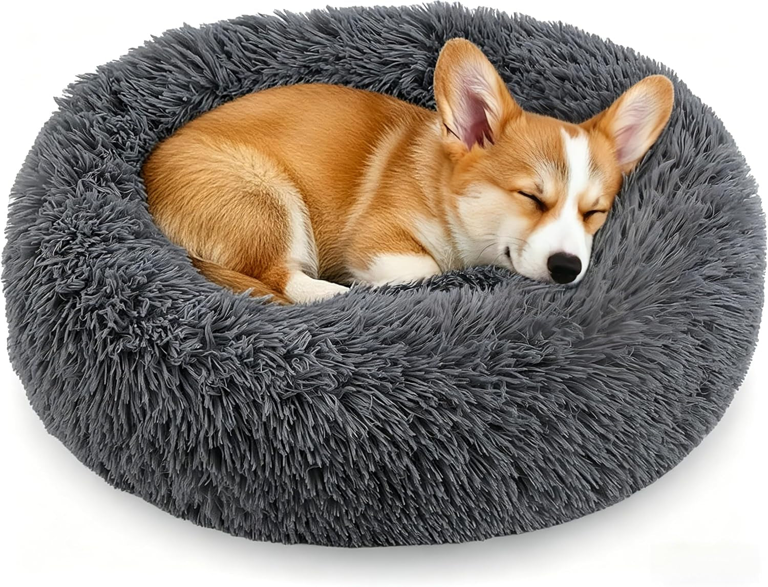 calming-donut-dog-and-cat-bed-for-indoor-cats-anti-anxiety-round-fluffy-soft-washable-small-pet-bed-for-puppy-and-kitten-warming-comfortable-luxury-anti-slip-waterproof-mute-base-20in-gray