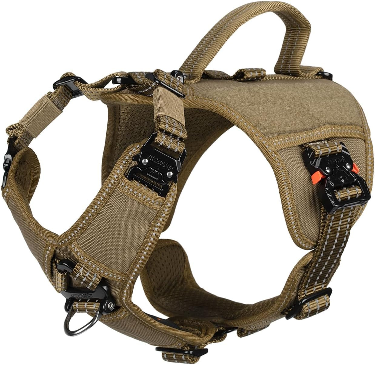 icefang-quick-moving-tactical-dog-harness-for-large-dogs-no-pull-dog-vest-control-handle-reflective-full-metal-buckles-adjustable-hook-and-loop-panel-soft-padded-pink-large
