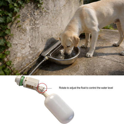 Automatic Water Bowl 304 Stainless Steel Pet Water Dispenser Dog, Feeder Waterer for Large Dogs with 40 Inch Steel Hose, 2 Float Valve, Copper Connector Adapter, 2 Bolts (With Drainage Hole)5