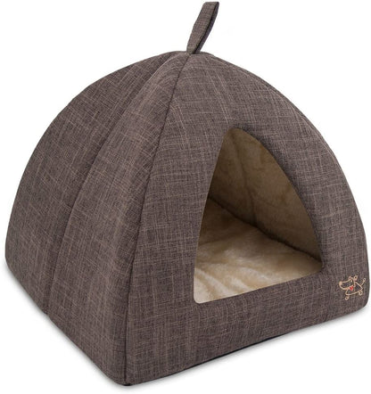 Best Pet Supplies Cat Bed for Indoor Cat, Domed Tent House with Removable Pillow, Covered Cat Cave for Small Dog, Puppies and All Breeds of Cats - Tan, 19 X 19 X H:19"14