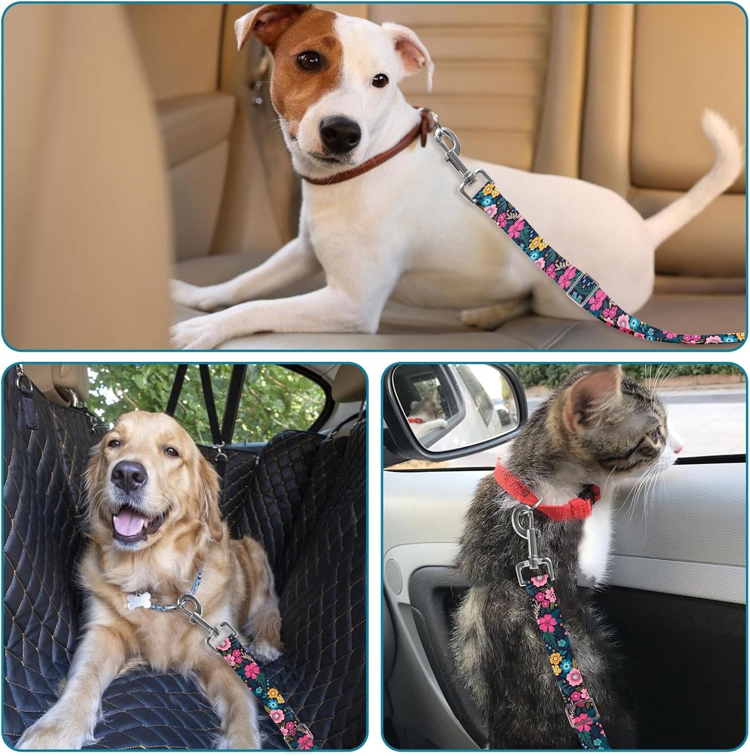 adjustable-pet-cat-and-dog-car-seat-belt-the-lanyard-is-flexible-and-adjustable-from-20-to-33-inches-floral