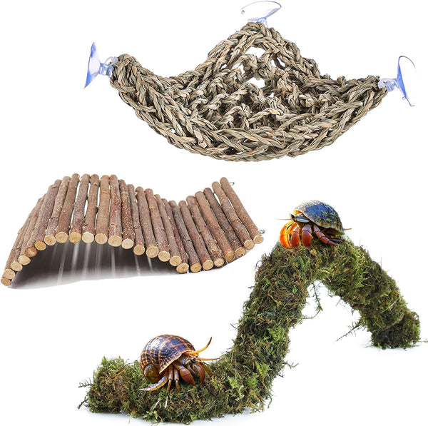 HERCCOCCI Hermit Crab Accessories, Hermit Crab Toys Flexible Climbing Bridge Reptile Hammock Habitat Decor for Hermit Crabs Leopard Geckos Crested Tortoise Snake1
