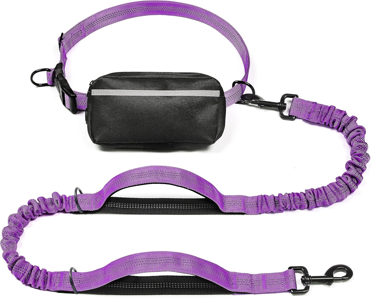 iyoshop-hands-free-dog-leash-with-zipper-pouch-dual-padded-handles-and-durable-bungee-for-walking-jogging-and-running-your-dog-large-25-120-lbs-black