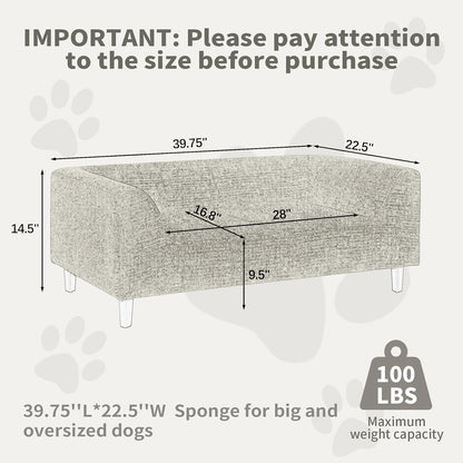 39.75" Modern Pet Sofa with Backrest and Armrests, Comfortable Foam Cushion Dog Couch for Small and Medium Dogs, Stable Leg Design for Living Room3