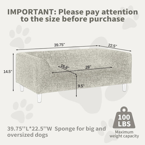 39.75" Modern Pet Sofa with Backrest and Armrests, Comfortable Foam Cushion Dog Couch for Small and Medium Dogs, Stable Leg Design for Living Room3