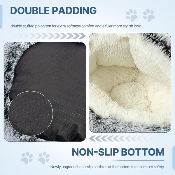 SUOXU Small Dog Bed, Nest Warm Super Soft Plush Faux Fur Washable Dog Bed with Non-Slip Bottom for Medium Small Dogs Snooze Sleeping Indoor (Gray-65Cm/25In)4