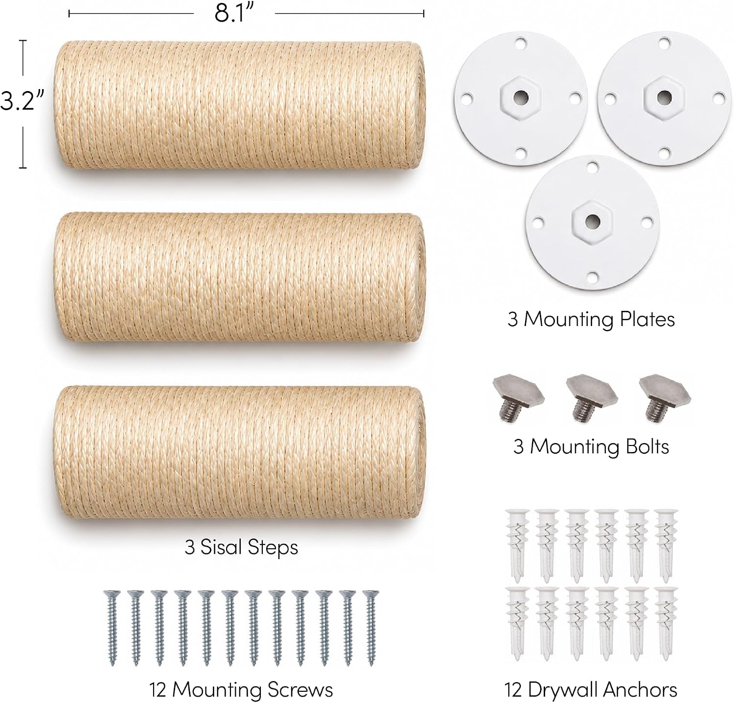 xympo-wall-mounted-cat-climbing-steps-floating-sisal-scratching-posts-8-inch-3-pack-easy-drywall-install