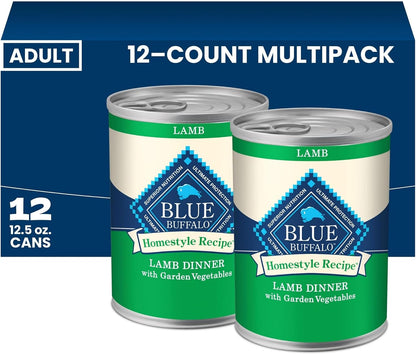 Blue Buffalo Homestyle Recipe Wet Dog Food Paté Variety Pack, Chicken Dinner & Beef Dinner with Garden Vegetables, Made with Natural Ingredients, 12.5-Oz. Can (6 Count, 3 of Each)20
